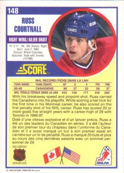 1990-91 Score Canadian #148 Russ Courtnall Back
