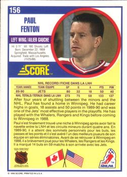 1990-91 Score Canadian #156 Paul Fenton Back