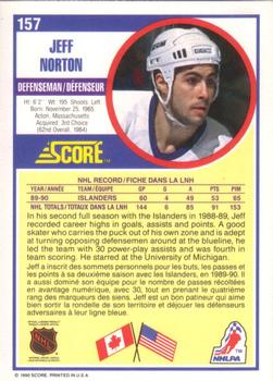1990-91 Score Canadian #157 Jeff Norton Back