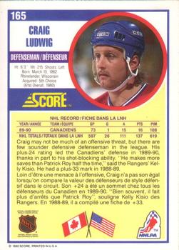 1990-91 Score Canadian #165 Craig Ludwig Back