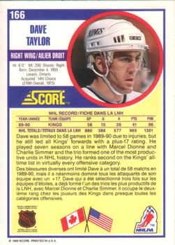 1990-91 Score Canadian #166 Dave Taylor Back