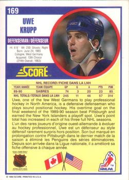 1990-91 Score Canadian #169 Uwe Krupp Back