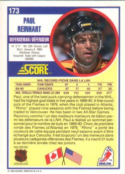 1990-91 Score Canadian #173 Paul Reinhart Back