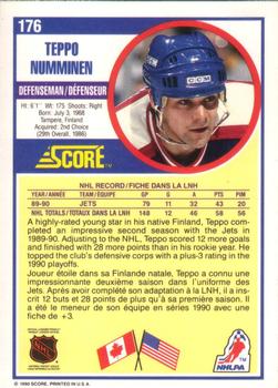 1990-91 Score Canadian #176 Teppo Numminen Back