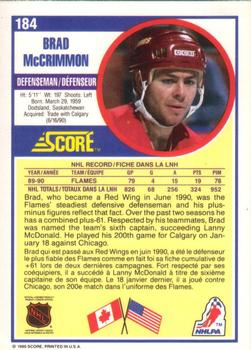 1990-91 Score Canadian #184 Brad McCrimmon Back