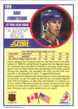 1990-91 Score Canadian #189 Dave Andreychuk Back