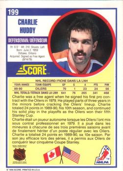 1990-91 Score Canadian #199 Charlie Huddy Back