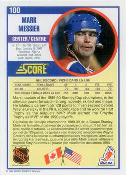 1990-91 Score Canadian #100 Mark Messier Back