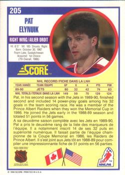 1990-91 Score Canadian #205 Pat Elynuik Back