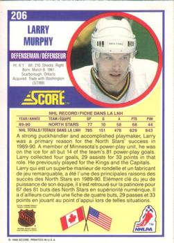 1990-91 Score Canadian #206 Larry Murphy Back