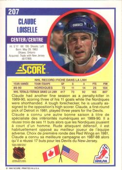 1990-91 Score Canadian #207 Claude Loiselle Back