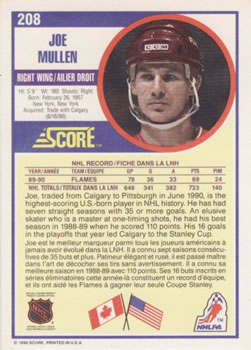 1990-91 Score Canadian #208 Joe Mullen Back