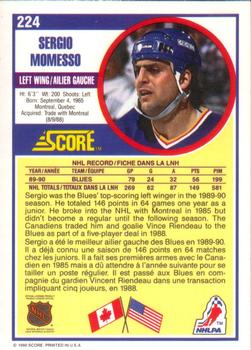 1990-91 Score Canadian #224 Sergio Momesso Back