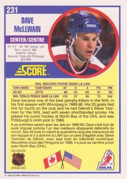 1990-91 Score Canadian #231 Dave McLlwain Back