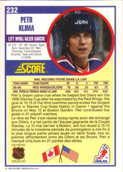1990-91 Score Canadian #232 Petr Klima Back
