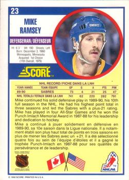 1990-91 Score Canadian #23 Mike Ramsey Back