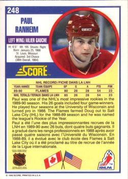 1990-91 Score Canadian #248 Paul Ranheim Back