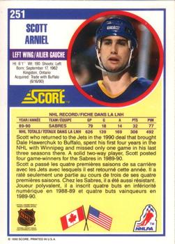 1990-91 Score Canadian #251 Scott Arniel Back