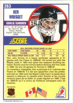 1990-91 Score Canadian #263 Ken Wregget Back