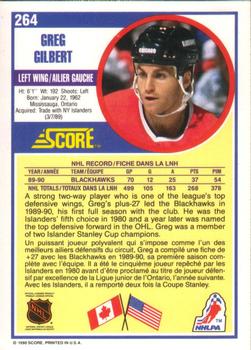 1990-91 Score Canadian #264 Greg Gilbert Back