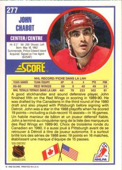 1990-91 Score Canadian #277 John Chabot Back