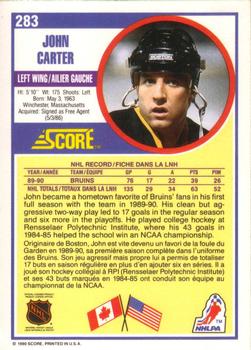 1990-91 Score Canadian #283 John Carter Back
