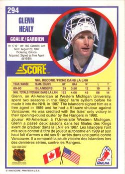 1990-91 Score Canadian #294 Glenn Healy Back