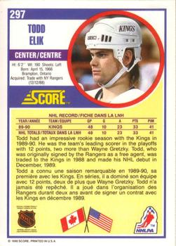 1990-91 Score Canadian #297 Todd Elik Back