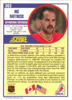 1990-91 Score Canadian #302 Ric Nattress Back