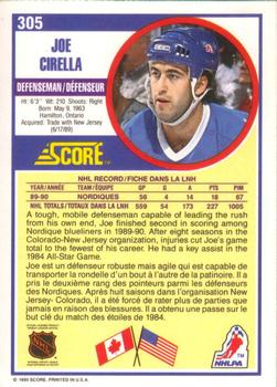 1990-91 Score Canadian #305 Joe Cirella Back