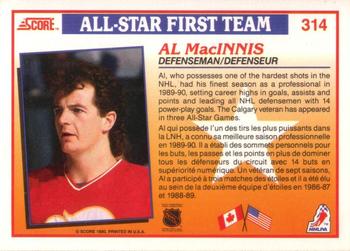 1990-91 Score Canadian #314 Al MacInnis Back