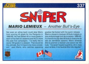 1990-91 Score Canadian #337 Mario Lemieux Back