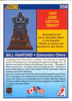 1990-91 Score Canadian #358 Bill Ranford Back
