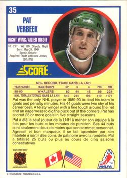 1990-91 Score Canadian #35 Pat Verbeek Back