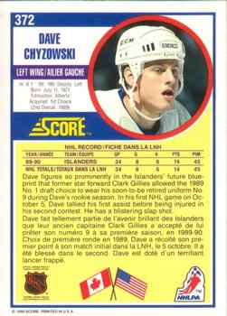 1990-91 Score Canadian #372 Dave Chyzowski Back