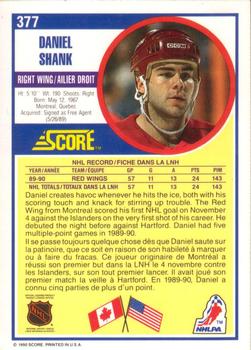 1990-91 Score Canadian #377 Daniel Shank Back