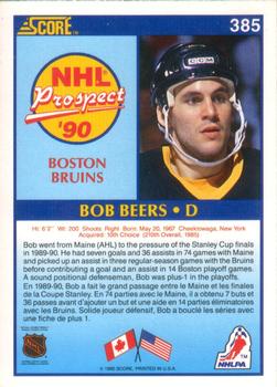 1990-91 Score Canadian #385 Bob Beers Back