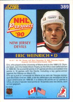 1990-91 Score Canadian #389 Eric Weinrich Back