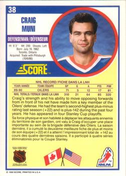 1990-91 Score Canadian #38 Craig Muni Back