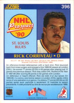 1990-91 Score Canadian #396 Rick Corriveau Back