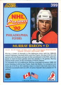 1990-91 Score Canadian #399 Murray Baron Back
