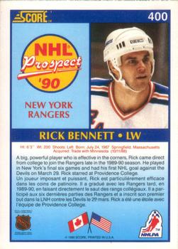 1990-91 Score Canadian #400 Rick Bennett Back