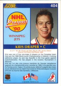1990-91 Score Canadian #404 Kris Draper Back
