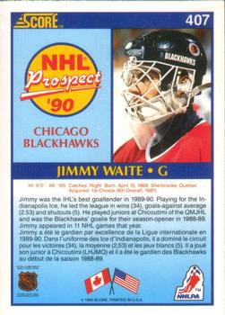 1990-91 Score Canadian #407 Jimmy Waite Back