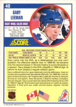 1990-91 Score Canadian #40 Gary Leeman Back