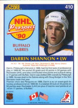 1990-91 Score Canadian #410 Darrin Shannon Back