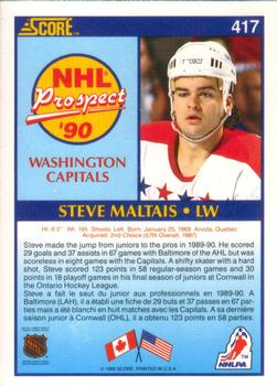 1990-91 Score Canadian #417 Steve Maltais Back