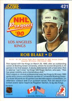 1990-91 Score Canadian #421 Rob Blake Back