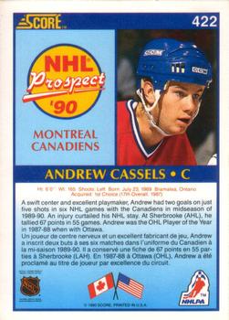 1990-91 Score Canadian #422 Andrew Cassels Back