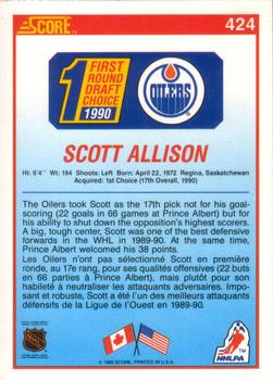 1990-91 Score Canadian #424 Scott Allison Back
